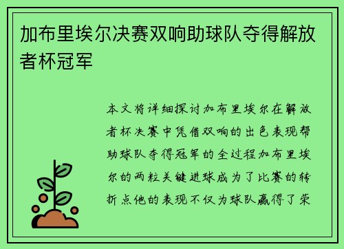 加布里埃尔决赛双响助球队夺得解放者杯冠军 加布里埃尔决赛双响助球队夺得解放者杯冠军